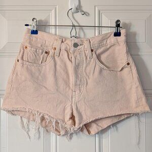Levi's 501 Pink Button Fly Denim Shorts Raw Hem W26